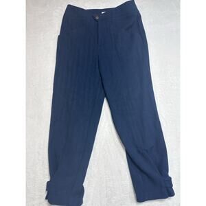 Maeve Anthropologie Navy Cropped Pleated Trousers Pants Size 8